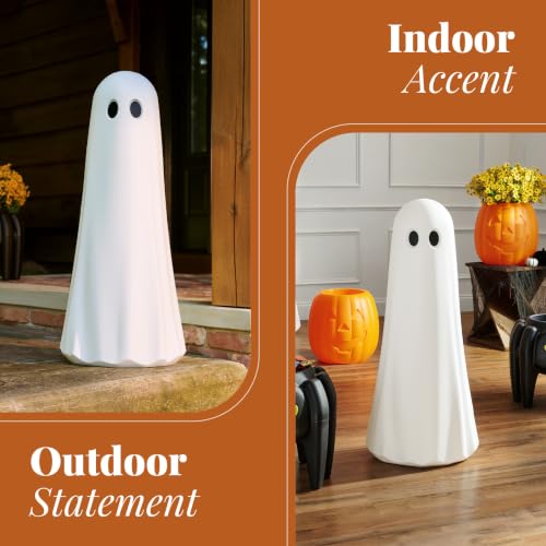 Step2 Boo Buddy Halloween Ghost Statue, White, 40 in, 2 Pack | 40 in Tall, UV and Weather-Resistant Resin, No Assembly Required, Optional Sand-Fillable Base - image 5