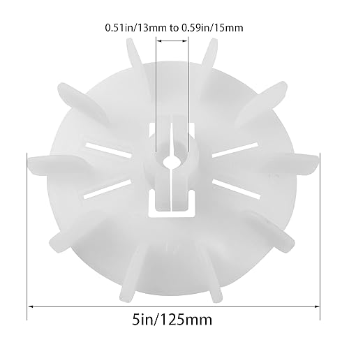 Miniatura 2 de Hoja de ventilador de motor de 5 pulgadas4.921 in de forma redonda de plástico blanco con 10 paletas para diámetros de husillo de motor de 0.51