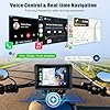 GOHHDL Moto Carplay Écran avec sans Fil Carplay Android Auto, 5 Pouces IP67 Étanche Portable pour Moto avec Navigation Siri Bluetooth Trans Airplay Android Cast EQ +64G TF Card