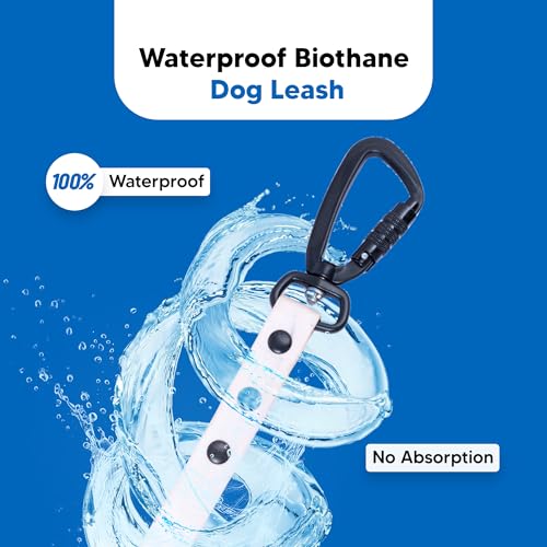 Image of Adil's Biothane Dog Leash - Waterproof Leashes for Dogs, Metal Hook, Adjustable 5ft Length Suitable for Dogs & Puppies, Ideal for Walking, Running & Training (White)