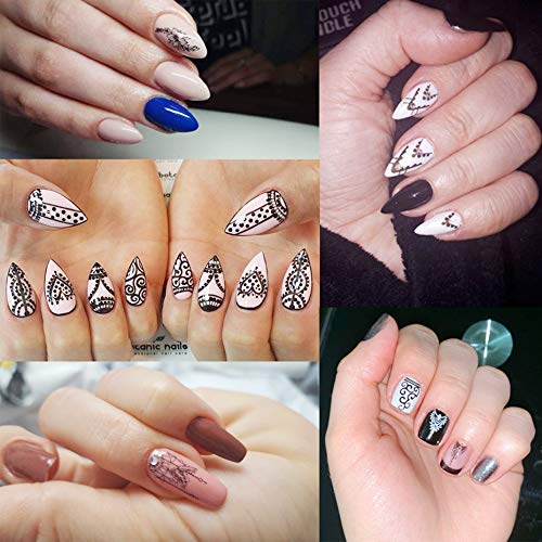 13 Sheets Black Nail Art Stickers Water Transfer Decals Nail Supplies Decorations Accessories With Flowers Necklace Jewelry Dream Catcher Feather Design Foil Tattoo For Diy Nail Manicure Tips #TOP1