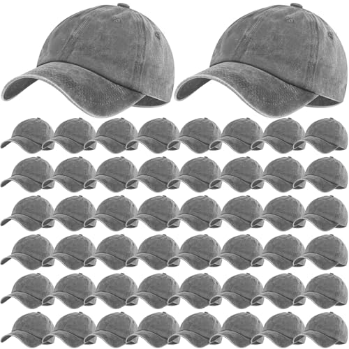 Image of Bonuci 24 /50 Pack Vintage Baseball Hat Bulk Washed Baseball Cap Adjustable Cotton Golf Hats for Men Women Sports