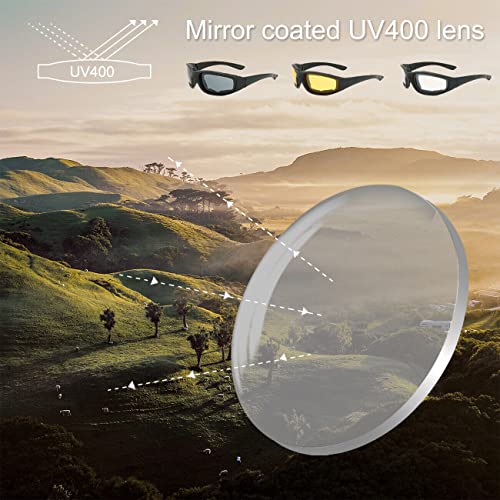 3 Pairs Motorcycle Riding Glasses Foam Padded Eyewear Goggles Uv Protection Anti-Wind Dustproof Motorcycle Sunglasses For Outdoor Activities Sports-Clear Yellow Smoke. #TOP6