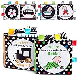 High Contrast Black and White Interactive Crinkle Soft Book Bundle for Infant Baby First Cloth Book