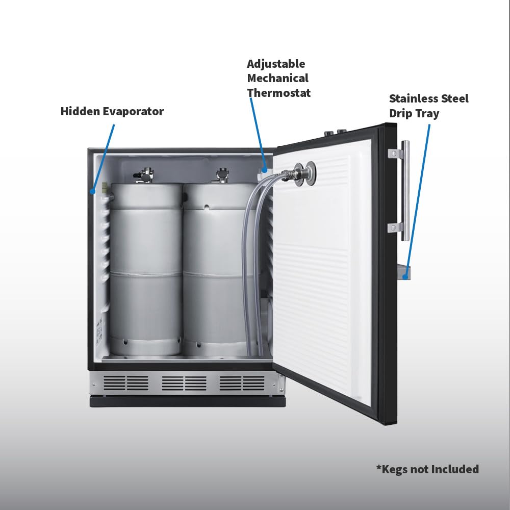 Summit 24" Undercounter Kegerator, Dual Front Beer Tap, No Drill Beer Dispenser, Black - Sbc58bfrtp on Fridge.com - View 5