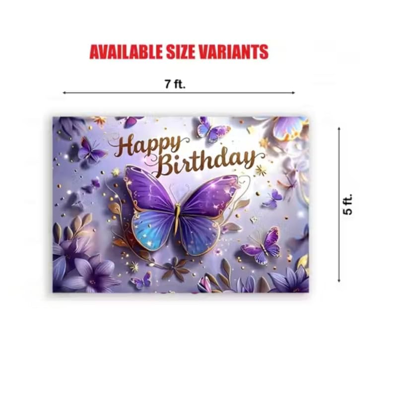 Image of Purple Floral Themed Backdrop - Decorative Wall Banner for Parties, Events, and Photoshoots (Pack of 1)