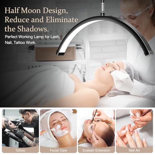Image of Mznoo Lash Light with Tool Tray, 3600LM LED Moon Light for Lash Tech, Black | Shadow-free, 3200K to 6500K, Flexible&Adjustable Lamp Head, for Lash Tech /Nail Tech /Esthetician