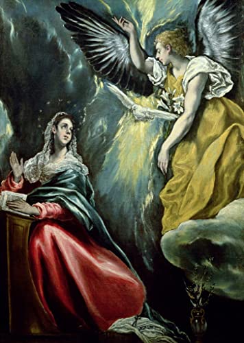 Tableau de l'Annonciation par le Greco, Peinture Décorative sur Toile de Qualité Musée 60x90