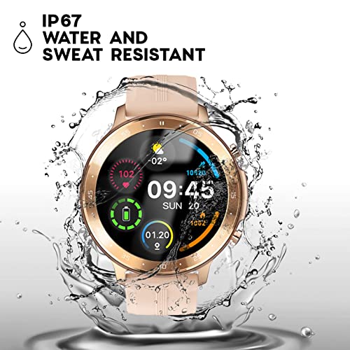 Image of Maxx SX25 Pro Smart Watch 1.28-inch-Fitness Tracking, Bluetooth Call, Music Playback, IP67 Waterproof, 5.0+4.0 Bluetooth, VC32S Heart Rate Monitor, 100+ Sports Modes, Extended Battery Life (Rose Gold)