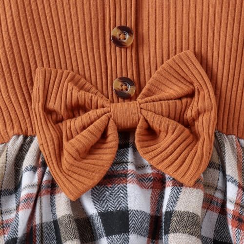 Hnyenmcko Newborn Baby Girl Fall Winter Outfits Infant Plaid Romper Dress Ruffle Long Sleeve Jumpsuit Headband Clothes Set4