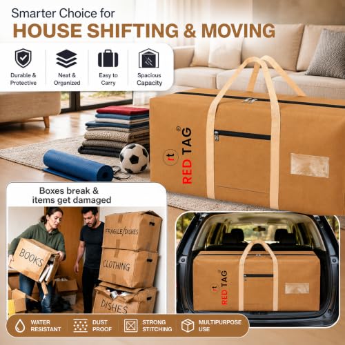 Image of Storite 2 Pack Extra Large Moisture Proof 236 L Heavy Duty 1680 Denier Nylon Multi-Purpose Toys Storage Bag /Stationery Paper /Blankets /Clothes Storage Bag (Brown, 113x39x56 cm)