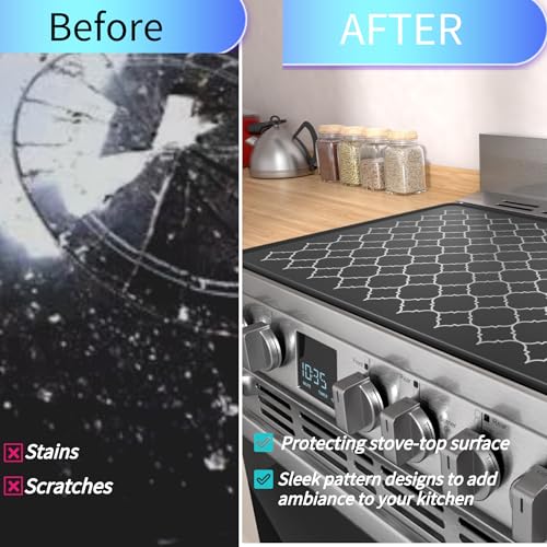 Image of Stove Top Covers for Electric Stove, 30x21inch Glasstop Protector | Silicone Stovetop Cover Cover, Non-slip Flat Oven Dish Drying Mats for Kitchen Counter, Cooktop Guard Mat for Kitchen RV