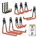 Heavy Duty Wall Hooks, 8-Pack Steel Garage Hooks for Garage Storage - Wall Mount Hanging Hooks Tool Organizer Holds 40 Lbs Each - Rust Resistant Double Hooks for Garden and Garage Tools Organization