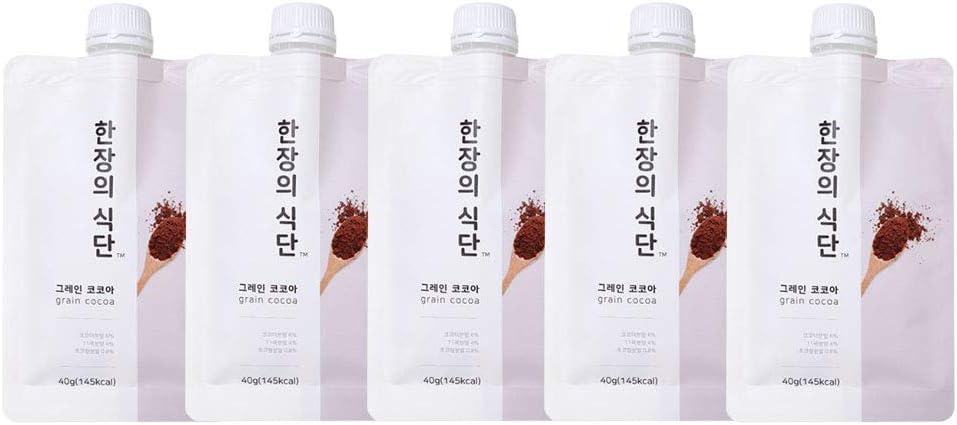 On-the-Go Meal Replacement Powder 40g x 5 Pouches (Pack of 1) - Korean Healthy Shake Breakfast Simple Meal [한장의 식단] (Grain Cocoa)