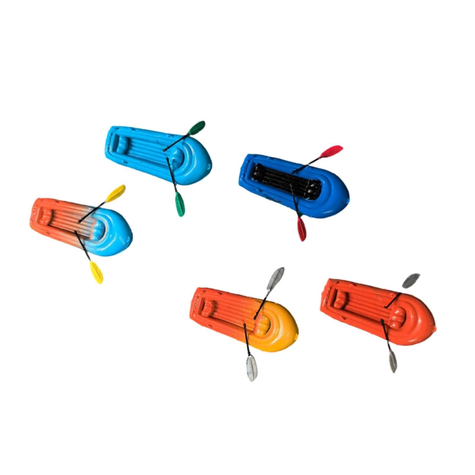 5 Pezzi Modello Kayak Bambola Miniatura Gommone Accessori Raft Barca Micro Resina Adatto per Gioco Ragazzi Decorazione Sport Acquatici Ferrovia