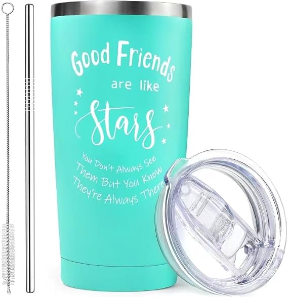 Friendship Best Friend Birthday Gifts Presents for Women Bestie Female Her Sister Ladies Personalised Christmas Santa Gifts Idea for Women on Her Birthday Tumbler with Straw and Lid Mug Travel Mug