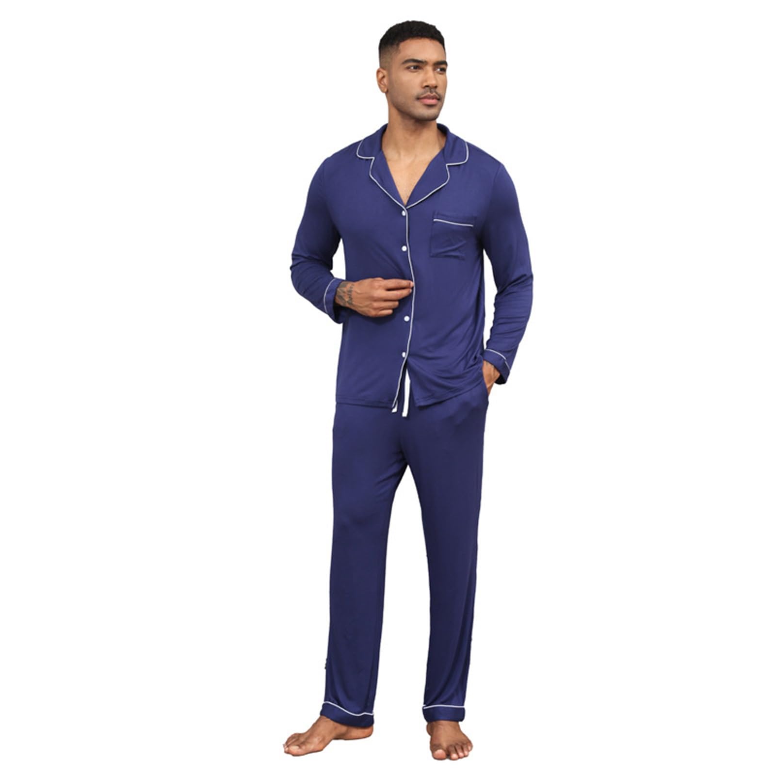 Rrongwn Pigiama Da Uomo, Vestibilità Dritta, A Maniche