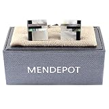MENDEPOT Klasyczna spinka do mankietów z prawdziwego onyksu i masy perłowej z pudełkiem, 17*17mm, Mosiądz, Masa perłowa i onyks