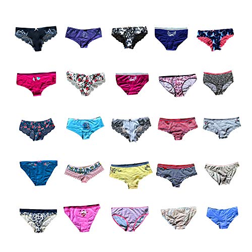 Dircho Women Underwear Variety Of Panties Pack Lacy Cotton Briefs Hipsters Bikinis Boyshorts Undies With Coverage (12 Pcs, Medium) #TOP4