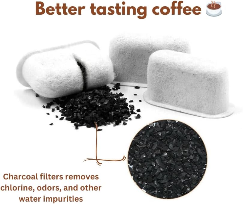 Replacement Water Filters Compatible with Breville Barista Express BES870 & Duo-Temp Pro BES810 Machines (6 Filters)