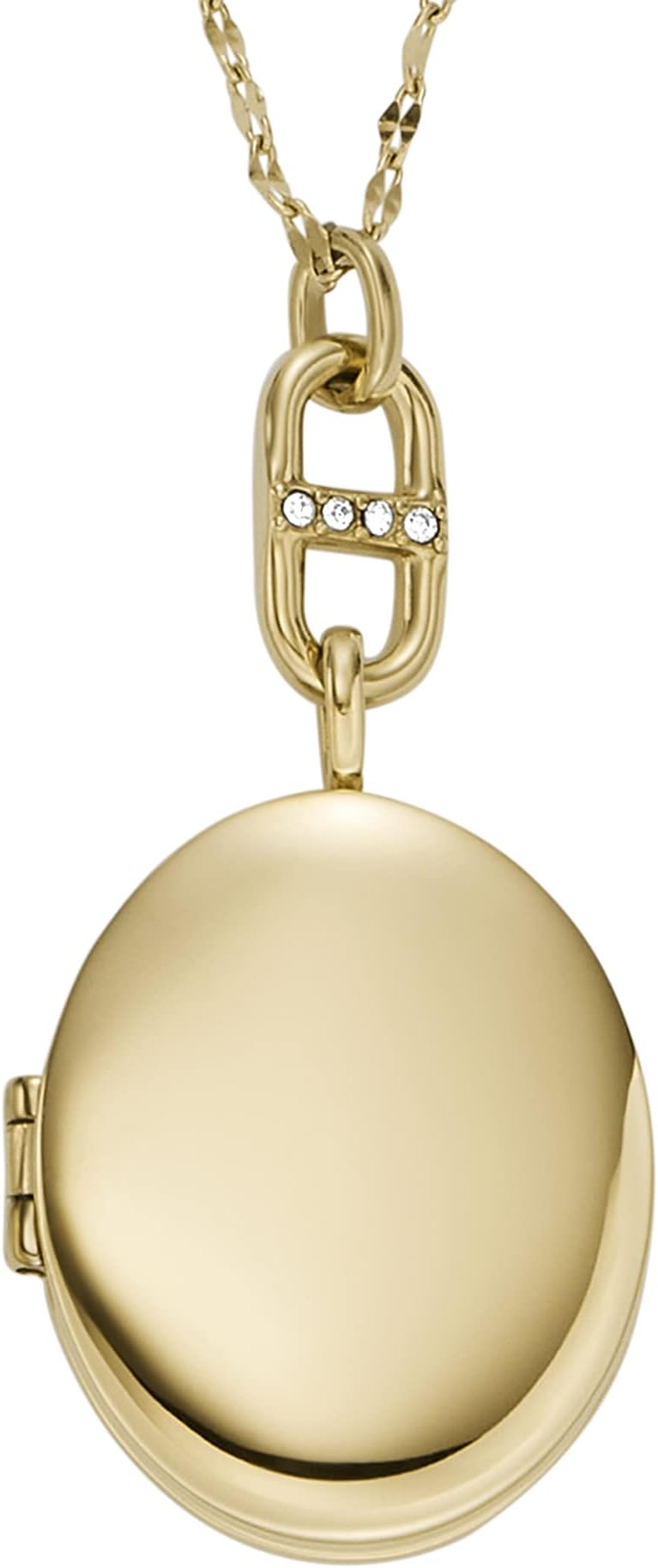 Fossil Women's Stainless Steel Gold Locket Engravable Necklace, Color: Gold (Model: JF04426710)