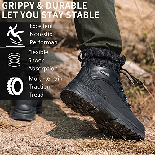 Shulook Men's Waterproof Hiking Boots Anti-Slip Lightweight Outdoor Mid Top Ankle Boot For Men Breathable Hiker Trekking Trails Shoes #TOP4