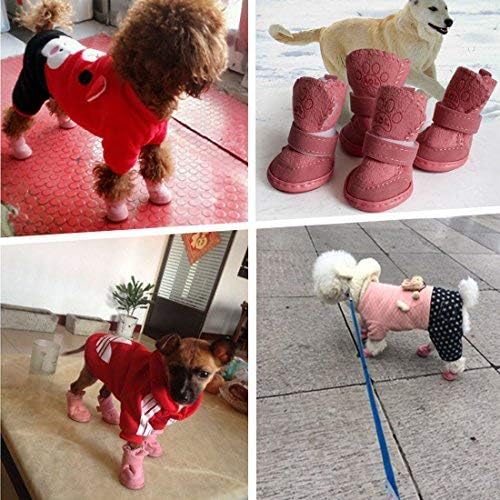 URBEST Dog Shoes with Hook Loop Closure Booties Pet Dog Chihuahua Shoes Boots, 4Pcs (4#, Pink)