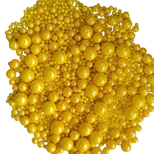 Image of Edible Yellow Sugar Pearls Candy Sprinkles 120G / 4.23Ounce Baking Cake Sprinkles Cupcake and Cake Topper Cookie Decorations Wedding Party Valentines Halloween Christmas Supplies