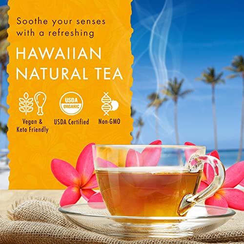 Organic Hawaiian Natural Tea Box Gift Set, Hawaii Islands Collection Black White Green, Variety 24 Pillow Tea Bags #TOP1