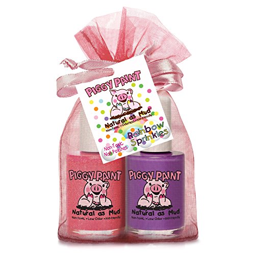 Piggy Paint Non-toxic Girls Nail Polish - Safe, Chemical Free - Rainbow Sprinkles 2 Pack