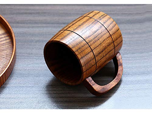 Taza de madera natural de estilo clásico para brindar en fiestas y cenas rústicas 7