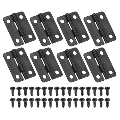 PATIKIL Pequeñas Bisagras de Espiga de 1 Pulgada Paquete de 8 Bisagras Mini para Joyeros con Tornillos para Cajas de Joyería Gabinetes Cajones Y Puertas Color Negro