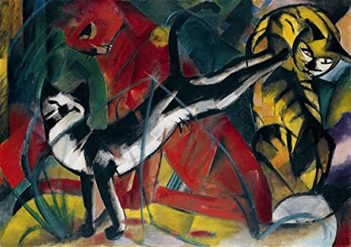 Tableau de Marc trois chats gros affiche d'art deco murale