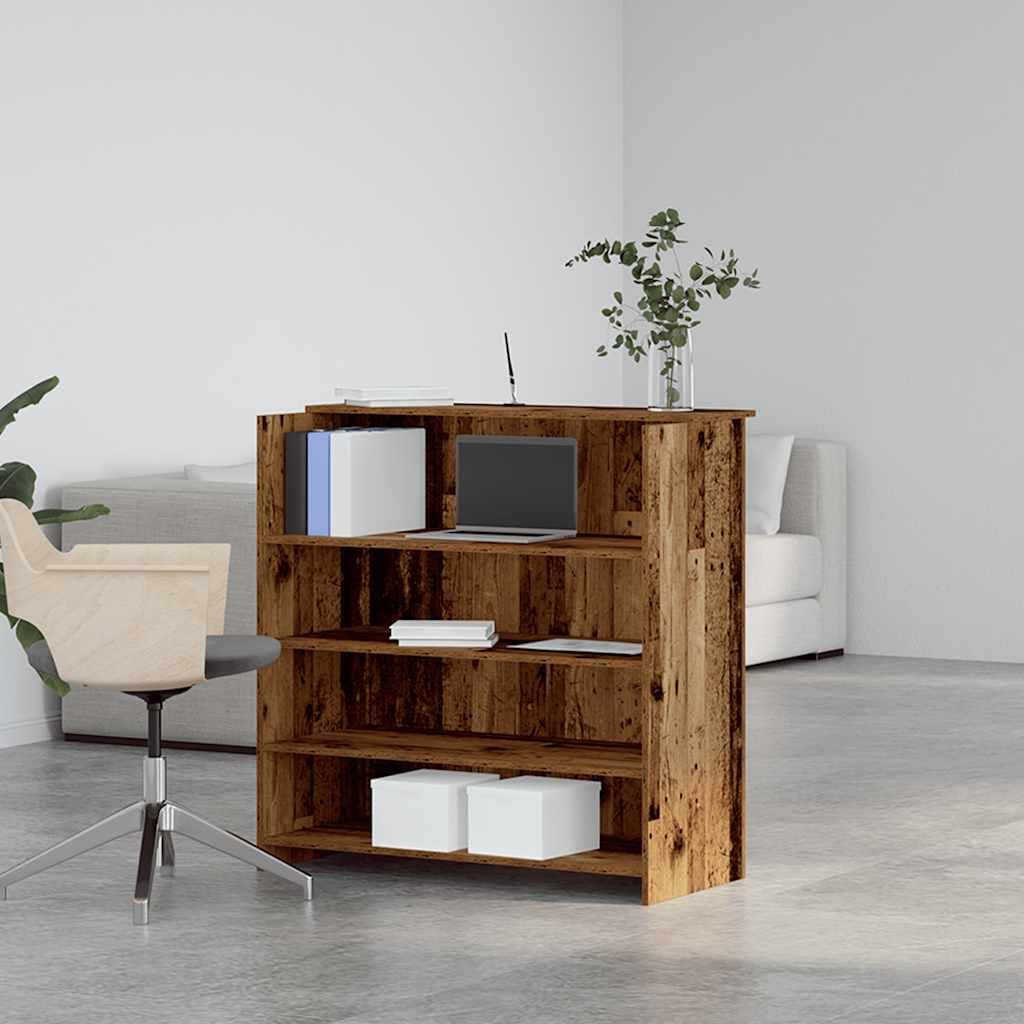 Szafka recepcyjna o wyglądzie starego drewna, 100 x 50 x 103,5 cm, materiał drewnopochodny, meble biurowe, uniwersalne, miejsce do przechowywania, wytrzymałe, do biura, hotelu, kliniki
