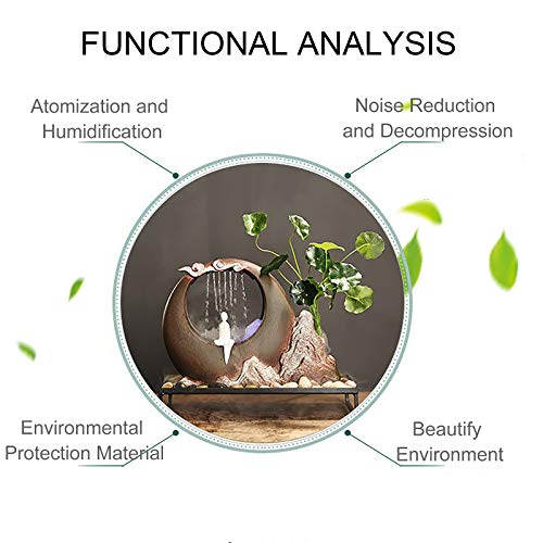 Ctzrzyt Binnenfontein met verlichting/moderne waterval desktopfontein, woonkamer desktop bonsai ornamenten / huis interieur decoratie hars handwerk - Image 5