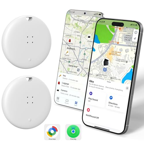 OTIC Bluetooth Smart Tracker Tags 2Pack, Item Finder for Apple Find My (iOS) & Google Find Hub (Android), Waterproof Locator with Replaceable Battery for Keys, Wallet, Bag, Luggage-White