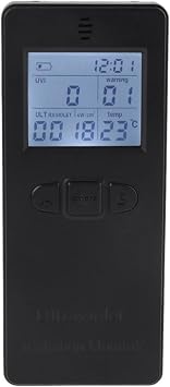 Digital UV Radiometer Ultraviolet Radiation Detector UVI Meter, Dosimeter Tester Counter with Temperature Display LCD Display, high Accuracy