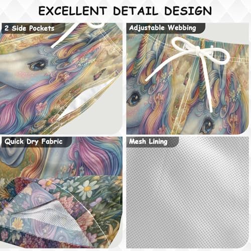 Boccsty Unicorn Rainbow Roses Boys Swim Trunks Baby Kids Swimwear Summer Toddler Beach Board Shorts Bathing Suit 2T3