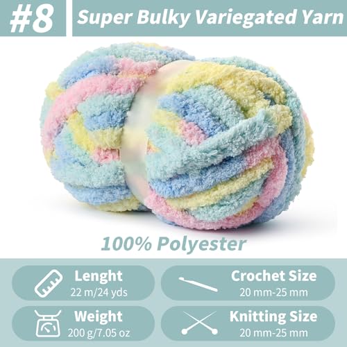 Image of Chunky Jumbo Chenille Yarn Candyfloss 10 Pack