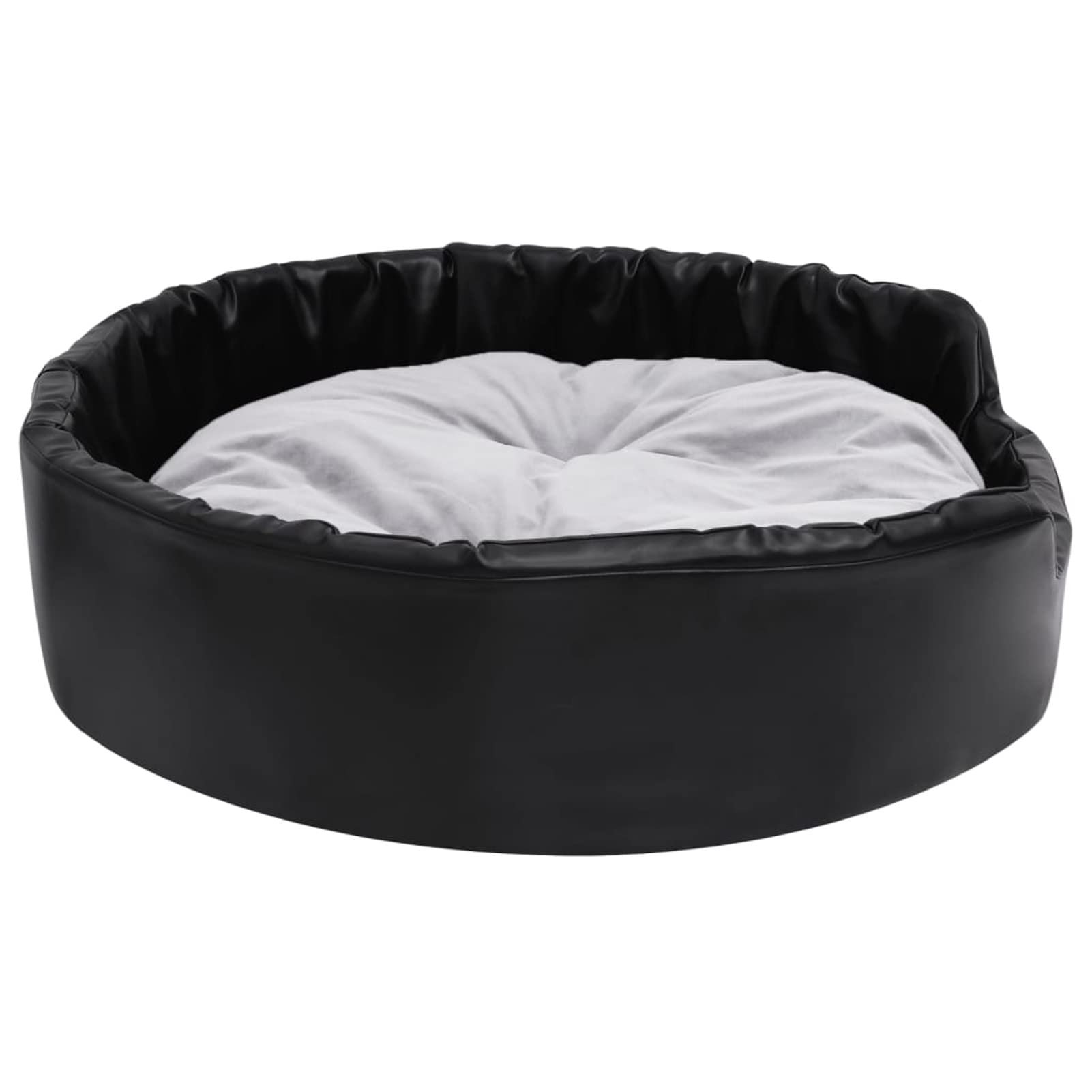ZHOUMIN Cama para Perros, Sofa Perro, Colchon Perro, Sofá Cama para Mascotas, Felpa y Cuero sintético Negro Gris 90x79x20 cm