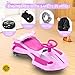12V Electric Wiggle Car with Pedal for Kids, Rechargeable 2 in 1 Swing Car, Drifting Ride On Toys with Backrest, Anti-Rollover, Spray, Flashing Light, Music, for Ages 3 and Up (Pink)