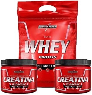 Kit Nutri Whey 900g Morango Refil + 2x Creatina 150g - Integralmedica
