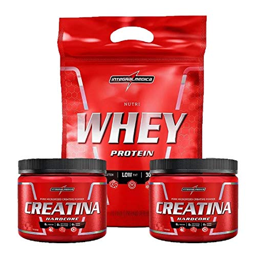 Kit Nutri Whey 900g Morango Refil + 2x Creatina 150g - Integralmedica