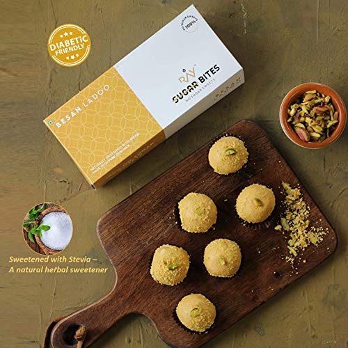 Image of LB RAY No Sugar Bites Stevia Besan Laddoo - 100% Sugar Free Sweets (Pack of 3 - 900g)
