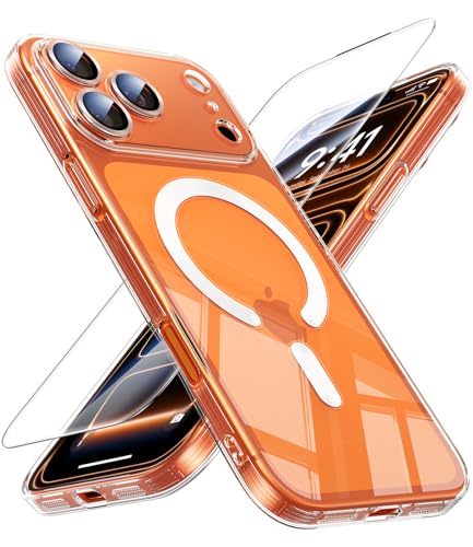 JUESHITUO for iPhone 17 Pro Max Case for Magsafe [Full Lens Protection with Built-in Camera Film] Anti-Yellowing,Military Grade Drop Protection, Thin Slim Cover for iPhone 17 Pro Max Cover(Clear)