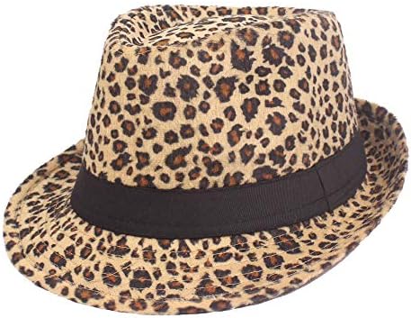 Alilyol Womens Summer Leopard Print Fashion Fedora Soft Outdoor Hat Cap Men Women Jazz Hat-Summer (Khaki,M?56-58cm?)