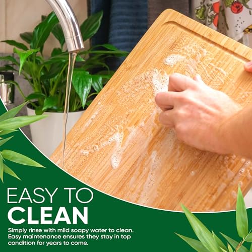 Tabla de Cortar de Bambú Fuller's - 12" x 9" para Cocina - Duradera, Amigable con Cuchillos y Fácil de Limpiar - Con Ranura para Jugos y Asas Laterales para Preparación y Servicio de Alimentos miniatura 5