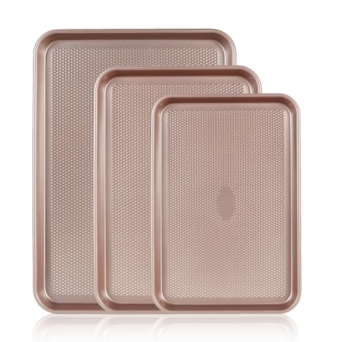 SS&CC Nonstick Baking Sheet Pan Set of 3, 0.8mm Carbon Steel Cookie Sheets for Oven...