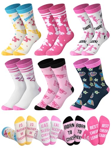 6 Pairs Cheer Socks for Girls Women