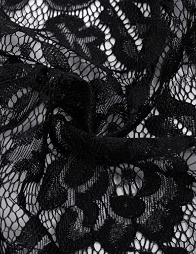 Kate Kasin Women's Sheer Lace Floral Bolero Shrug Elegant Short Sleeve Cropped Cardigan Black L #TOP5